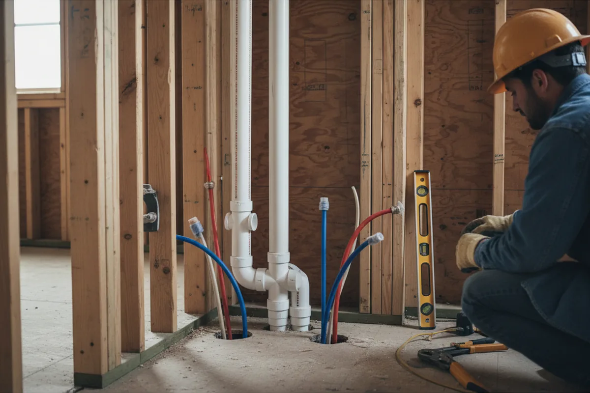 Drain and supply rough-in during Sump Pump Repair in Bladensburg
